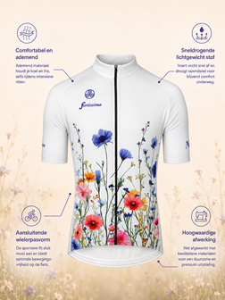 Fortissima Wielershirt Bloemen Wit